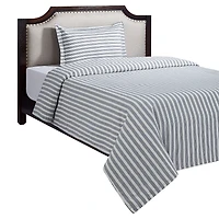 Ensemble de housse de couette 2 pièces Rayure bleue HOMETRENDS, 1 place 100 % coton