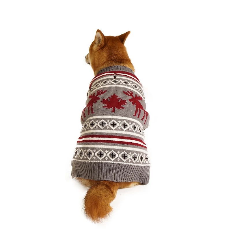 One Paw, Knitted Dog Sweater with Sherpa Lining, Moose, Water-Resistant, Multiple sizes