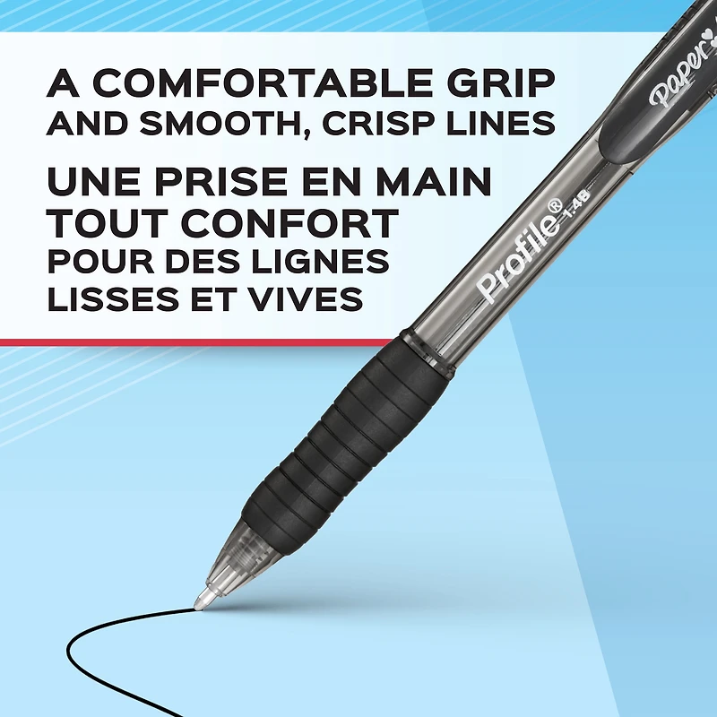 Paper Mate Profile Ballpoint Pens, Medium Point (1.0 mm), Retractable, Black Ink, 8 Count