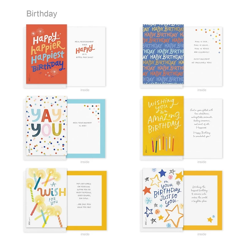 American Greetings 30-Count Birthday Card Assortment Box with Envelopes, Seals, and Storage Box (Kathy Davis Designs, Cake)