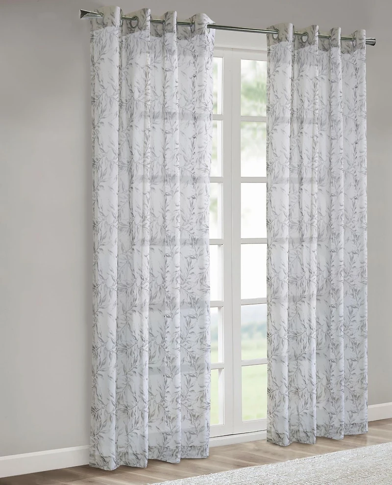 Jolie Sheer Grommet Curtain Panel Pair 52" x 95" each in Grey