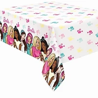 Nappe de table rectangulaire en plastique Barbie, 54" x 84", 1ct 1 nappe mesure 54" x 84