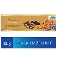 Lindt SWISS CLASSIC Dark Chocolate and Hazelnut Bar, 300g
