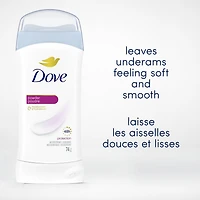 Dove Bâton antisudorifique Poudre, pour Femmes, Protection contre la transpiration et les odeurs des aisselles pendant 48 heures, 74g
