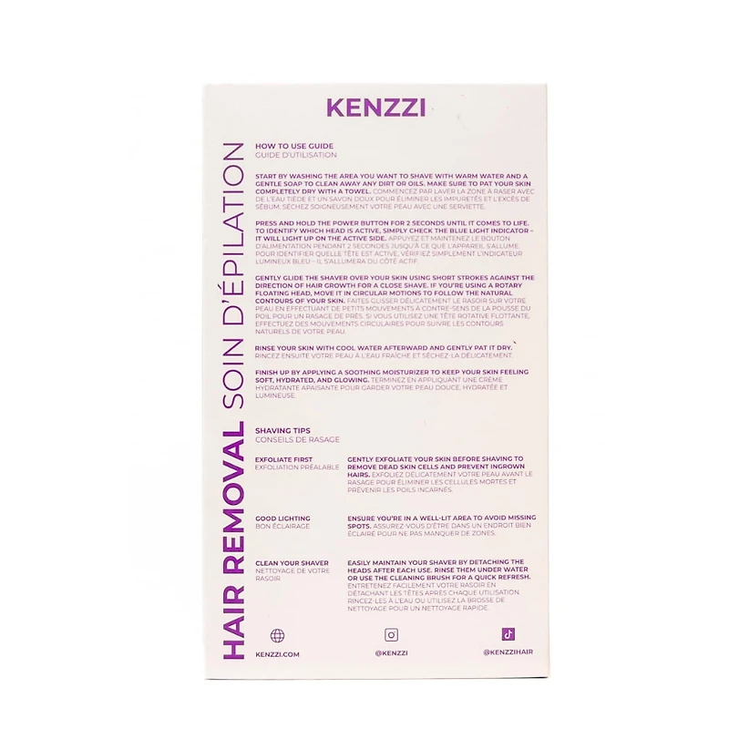 Rasoir rechargeable KENZZI 2-en-1 pour le corps et le visage, tondeuse et rasoir à lame circulaire, violet