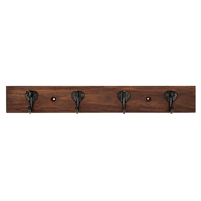Era Farmhouse 4 Hook Wood Rail, Dark Stain, 15.75x2.40x3.43 in.