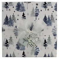 Wrap In A Hurry Ready to Gift Elegant Square Box with Ribbon, Blue Forest, 1 Count