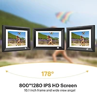 KODAK RDPF-1020V Cadre photo numérique 10,1 pouces IPS, 800 x 1280, cadre en bois 8 Go, noir