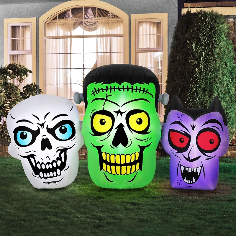 Trio de monstres gonflables de 1,8 m d’Occasions - Décoration d'extérieur pour Halloween