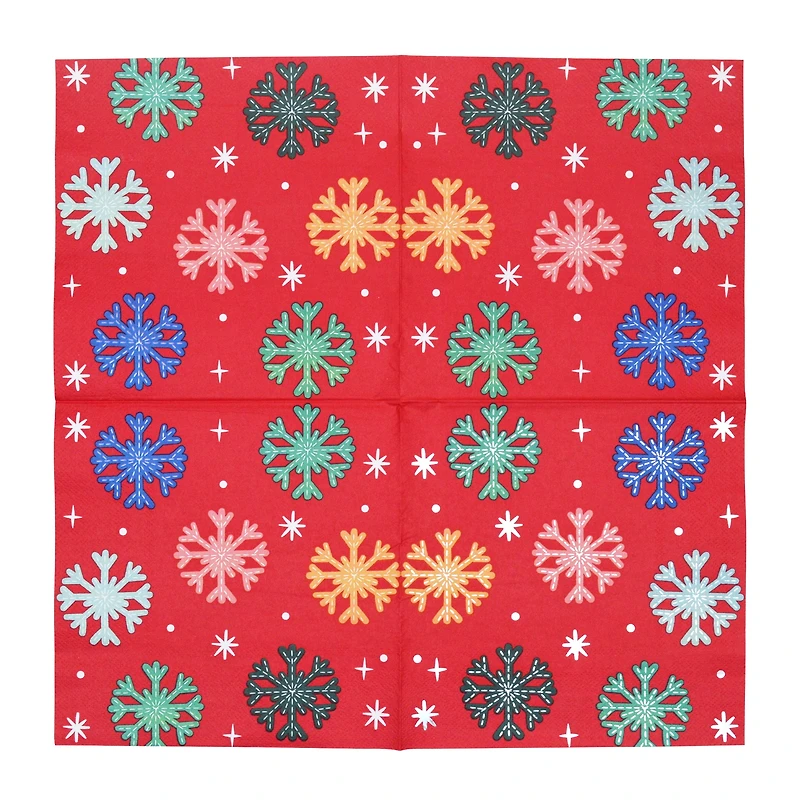 Serviettes de table en papier multicolores effet métallisé de Noël – Tinsel Town, 33 x 33 cm, 24 pièces, Holiday Time
