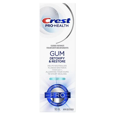 Dentifrice Crest Pro-Santé Gum Detoxify et Restore, nettoyage en profondeur