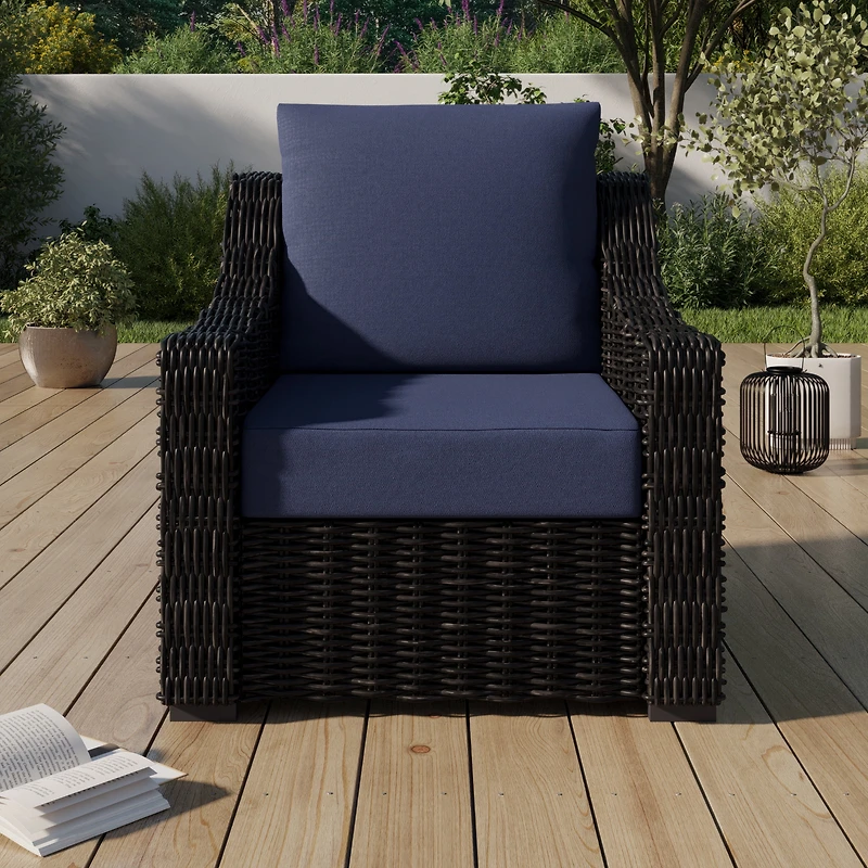 Ensemble de coussins de siège profond extérieur de qualité supérieure bleu marine 61 cm x 61 cm Better Homes & Gardens avec housse amovible, résistant aux intempéries et aux taches