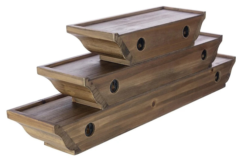 kieragrace Muskoka Fitz Wood Shelves - Walnut, 12-Inch, 18-Inch, 24-Inch, Set of 3