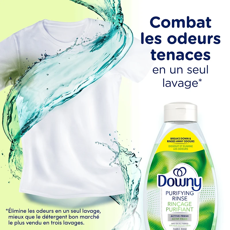 Agent de rinçage éliminateur d’odeurs pour lessive Downy, parfum Actif frais, assouplissant textile et agent de rinçage éliminateur d’odeurs 1.08 L