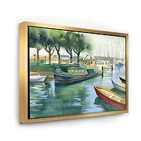 Designart Boats In Green Spring FLOAT FRAME WALL ART