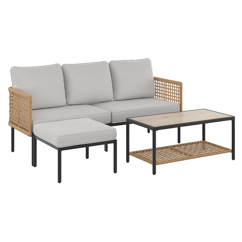 Ensemble modulaire 3 pièces pour patio Lasso HOMETRENDS - Beige