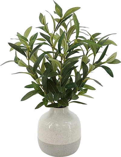 Better Homes & Gardens 14in Indoor Artificial Olive Plant in 2-Tone Ceramic Vase, Better Homes & Gardens Artificial Olive Plant