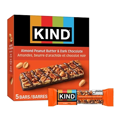 KIND Amandes, Beurre d'Arachide et Chocolat Noir, 40g, 5 Barres