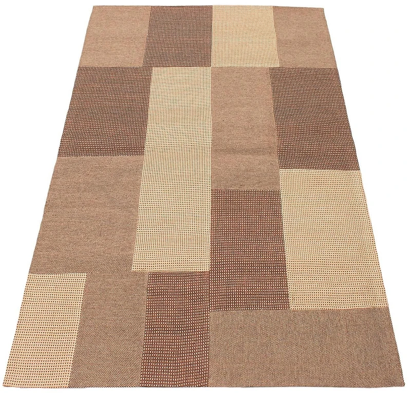 ECARPETGALLERY 4'6" x 6'6" Contemporary Collage Handmade Area Rug for Living Room, Dining Room and Bedroom in Brown