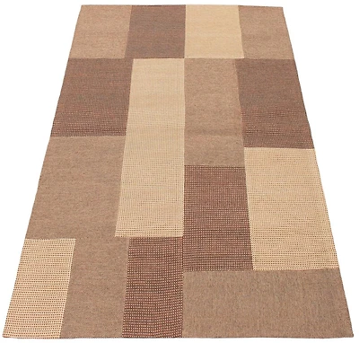 ECARPETGALLERY 4'6" x 6'6" Contemporary Collage Handmade Area Rug for Living Room, Dining Room and Bedroom in Brown