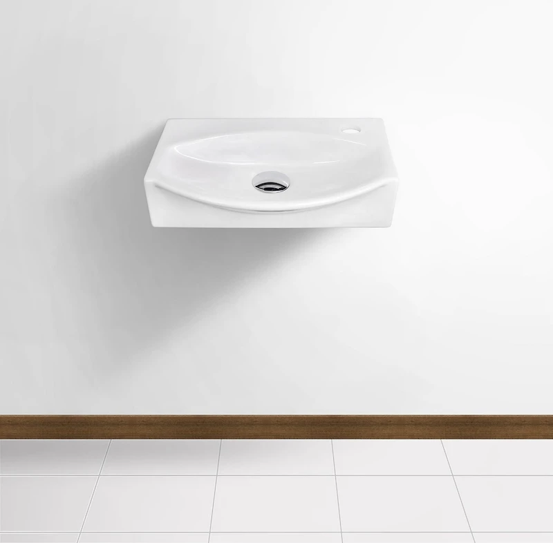 American Imaginations 16.5-in. W Wall Mount White Bathroom Vessel Sink Set For 1 Hole Right Faucet AI-22471