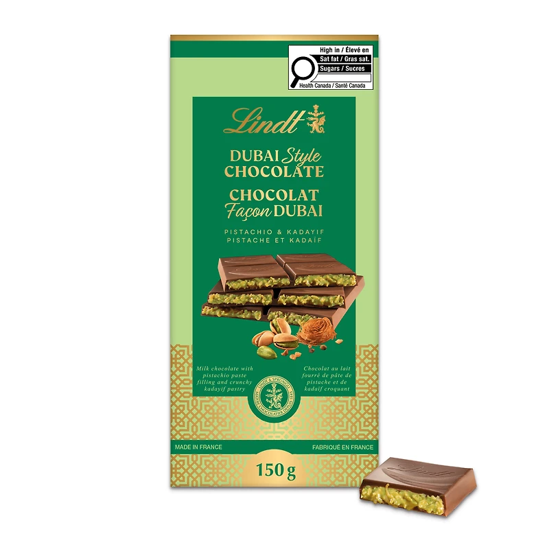 Barre de chocolat façon Dubaï de Lindt, 150g