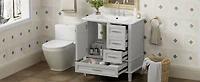Homy Casa 30 in Modern Charcoal Grey Kitchen Sideboard with Ceramic Sink
