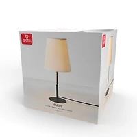Lampe de table de 16 po noir mat/laiton/lin blanc<br>