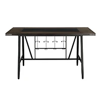 Topline Home Furnishings Counter Height Table with Glass Insert & Wine Rack