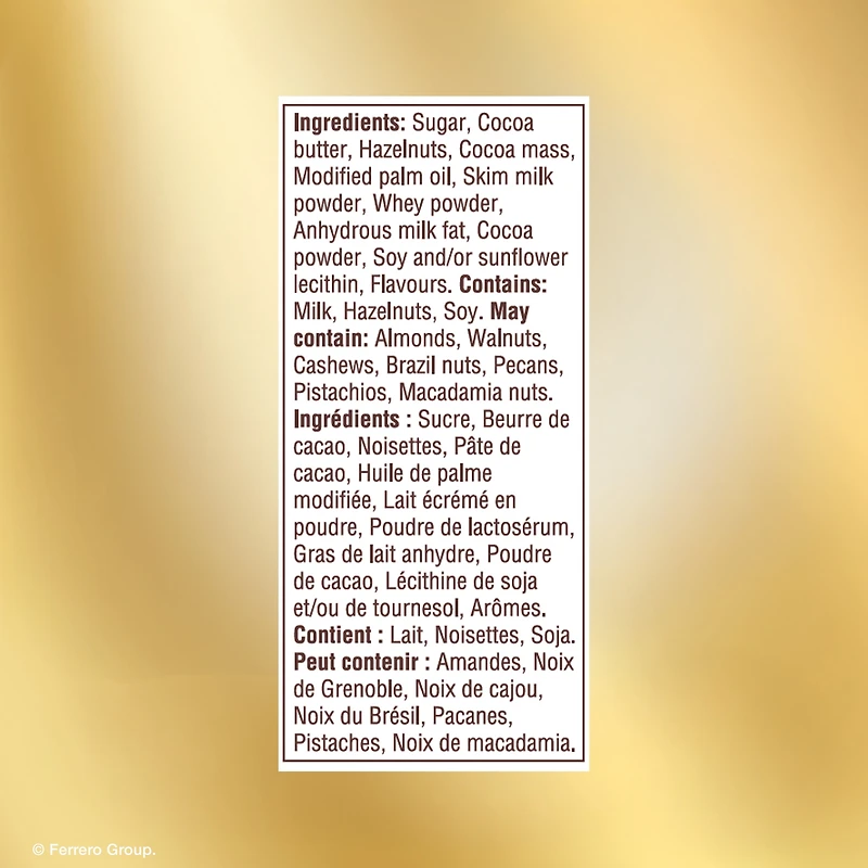 FERRERO ROCHER Premium Chocolate Bar, Milk Chocolate with Hazelnut, 90g