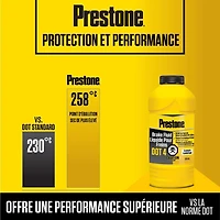 Prestone® DOT 4 Brake Fluid 355mL, Prevents overheating, brake fading and exceeds DOT 4 standard requirements.