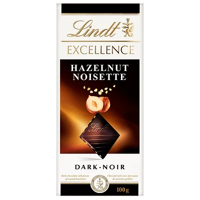 Chocolat noir Lindt EXCELLENCE Noisettes grillées – Barre (100 g)