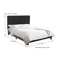 CorLiving Juniper Charcoal Fabric Upholstered  Bed, Double