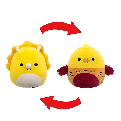 Squishmallows FlipAMallows Original 5-Inch Plush - Lancaster the Yellow Triceratops & Beck the Golden Pheasant - Little Ultrasoft Official Jazwares Plush