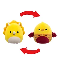 Squishmallows FlipAMallows Original 5-Inch Plush - Lancaster the Yellow Triceratops & Beck the Golden Pheasant - Little Ultrasoft Official Jazwares Plush