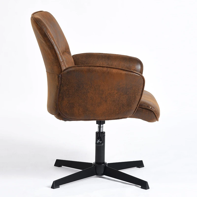 Homy Casa Swivel Desk Chair, Adjustable Ergonomic Office Chair, Brown Faux Suede