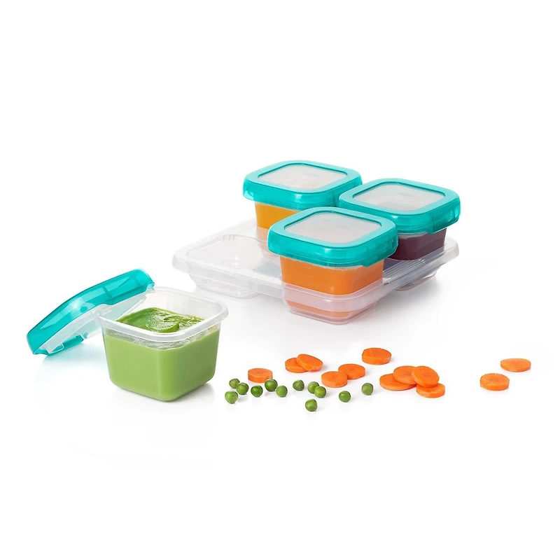 OXO Tot - Baby Blocks - Containers - Airtight, Watertight, Leakproof - Clear Lids & Bodies - Measurement Markings - Stackable Freezing Trays - Safe Storage for Spill-Free Outings - - For I