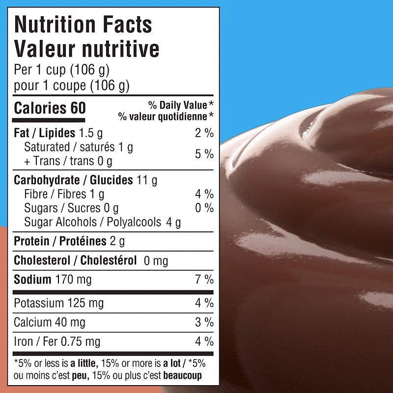 Goûters Au Pouding Réfrigéré Prêt-À-Servir À Saveur De Chocolat Sans Sucre Ajouté, Paquet De 4 424 g