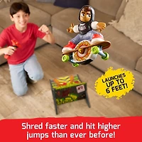 Tech Deck, Shred N' Blast Sk8board, Fingerboard motorisé avec skateur et rampe pour des figures rapides et des grands sauts, jouets pour garçons et filles à partir de 6 ans