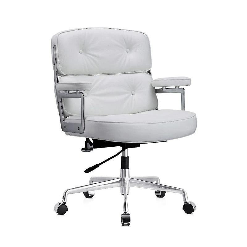 Lobby Executive PU Chaise de bureau en bronzage, Mid-Back Executive Swivel Mesh Office Chair, Rembourrage, Soutien lombaire, Style moderne