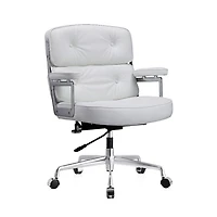 Lobby Executive PU Chaise de bureau en bronzage, Mid-Back Executive Swivel Mesh Office Chair, Rembourrage, Soutien lombaire, Style moderne