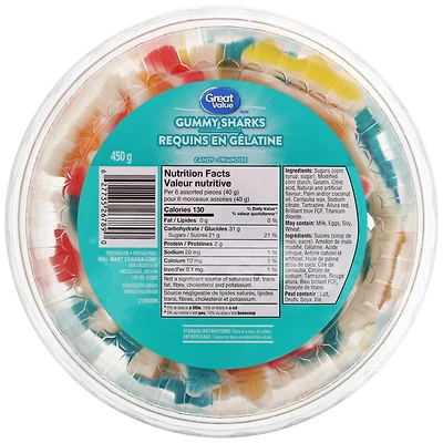 Great Value Gummy Sharks, 450 g
