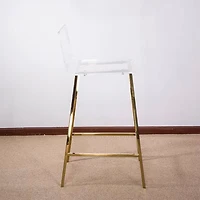 Heavenly Collection Set of 3 Clear Acrylic & Gold Counter Stools – Ideal for Kitchen Island or Dining Area