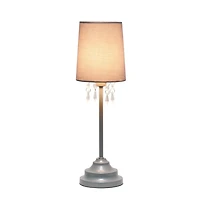 Simple Designs Table Lamp with Fabric Shade and Hanging Acrylic Beads