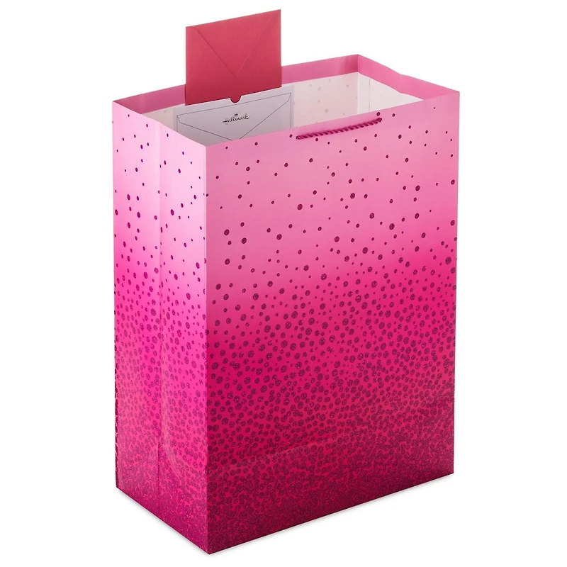 Très grand sac-cadeau de 20 po avec poignées, Hallmark (paillettes roses) pour les fêtes, les fêtes prénuptiales, les fêtes prénatales
