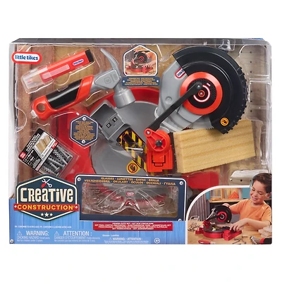 Little Tikes Creative Construction Power Cuts Set with 6 Accessories, Pretend Play Construction Set, for Boys and Girls Ages 3+ Years