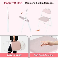 Homy Casa Folding Chair Set of 4 - Premium Upholstery Padded Folding Chairs 4 Packs with Sturdy Metal Frame, Brown Suede/ Pink Fabric/ Grey Fabric