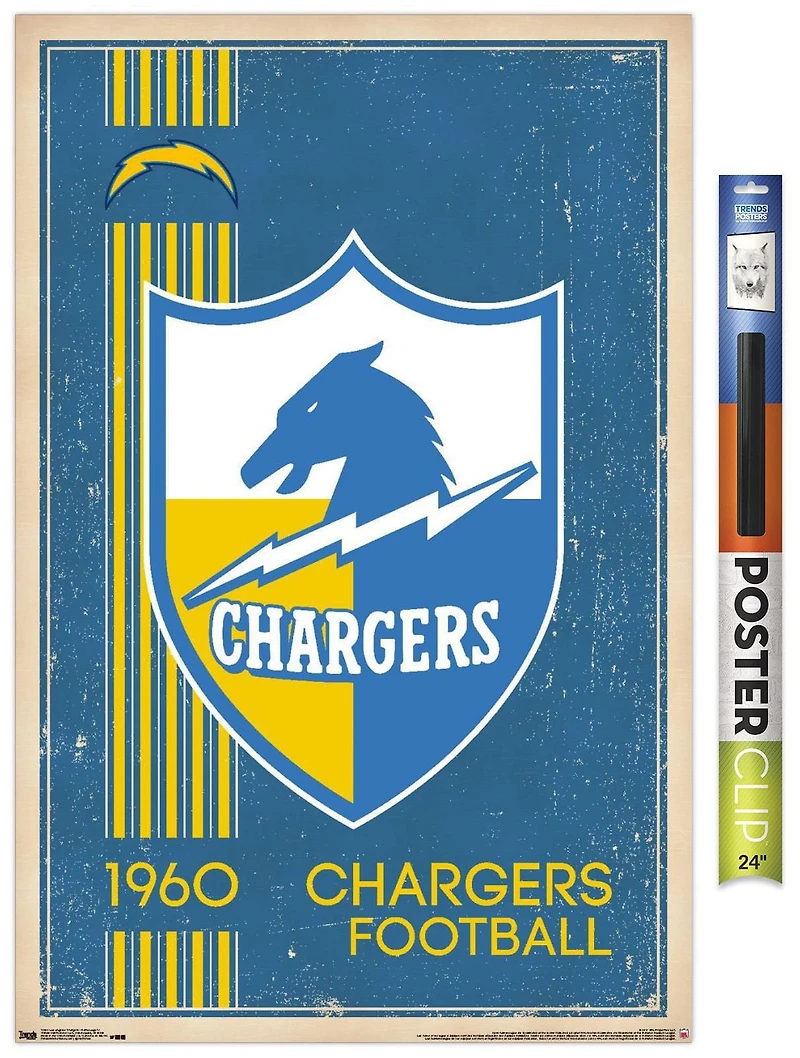 NFL Los Angeles Chargers - Retro Logo 17 Wall Poster, 22.375" x 34"