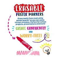 Crayola Project Erasable Poster Markers, 6 Count, Bold colours that you can erase