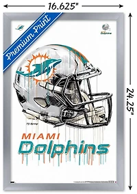 NFL Miami Dolphins - Drip Helmet 20 Wall Poster with Magnetic Frame, 22.375" x 34"